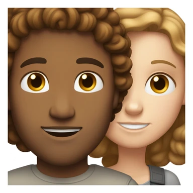 white girl with brown long straight hair hugging a light brown man with brown curly hair sticker