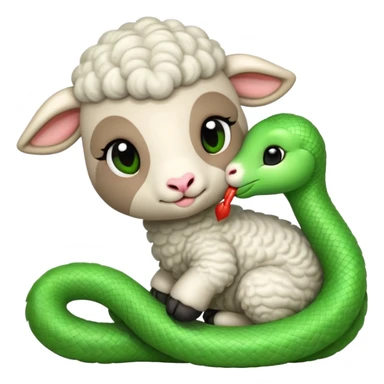 Lamb kissing snake sticker
