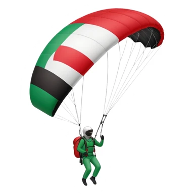 a palestinian flag with a paraglider, respect scrupulously the correct shapes and colours of the flag, try again sticker