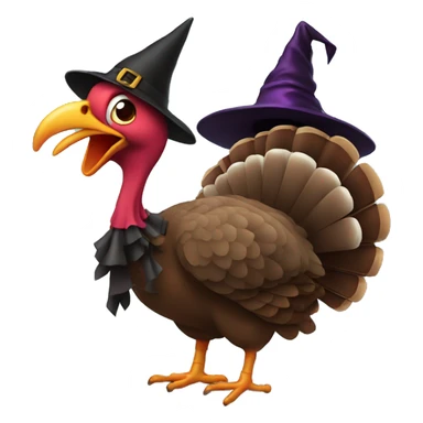 Turkey with witches hat  sticker
