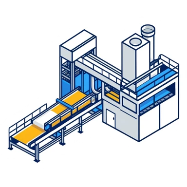 manufacturing plant with conveyor belts sticker