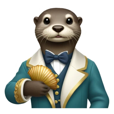 Wealthy Otter holding scallop shells sticker