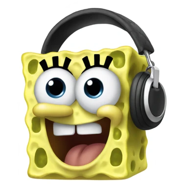 spongebob listening with airpods sticker