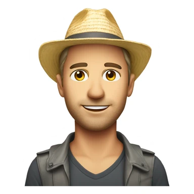 Healthy city slicker caucasian headshot with sunhat sticker