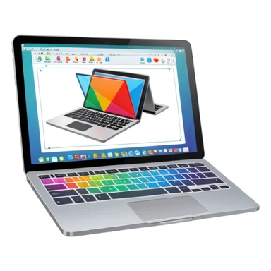 create an emoji of a laptop that has autocad architectural drawings on the screen sticker