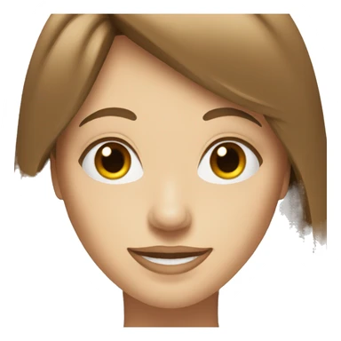 White woman with long brown with bangs smiling portrait sticker