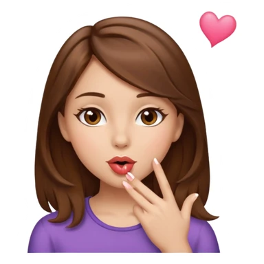 Brown hair brown eyes girl blowing a kiss sticker