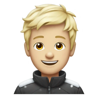 smiling boys with penguin in snow blond hair sticker