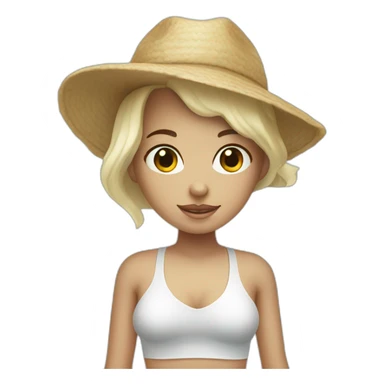 Full white skin body girl on beach sticker