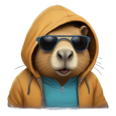 Capybara wearing a hooded sweat shirt and shades sticker