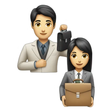 Human resources, black hair with briefcase sticker