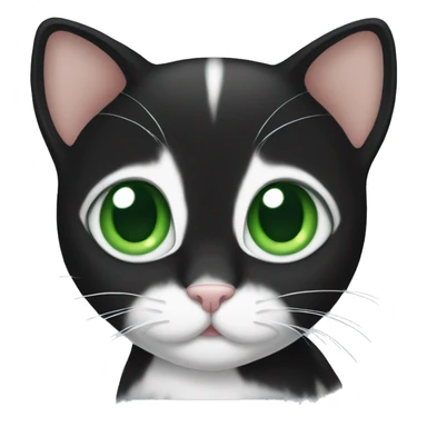 Baby Black ans White cat with Green eyes sticker