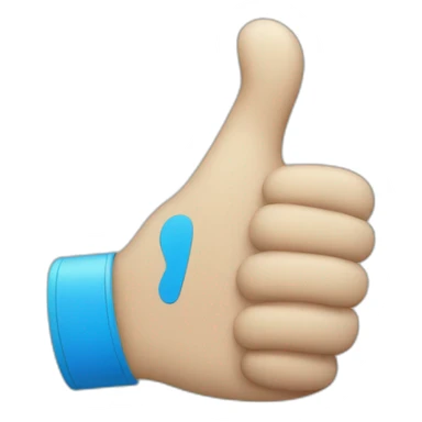 thumbs up emoji as a blue medical glove sticker