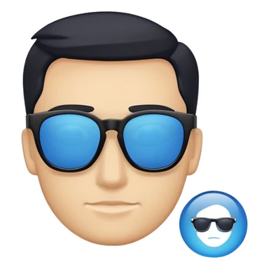 A stylish sunglasses with a bold, modern design, featuring blue lenses and a matte black frame, perfect for a sleek and trendy look. No head, No face sticker