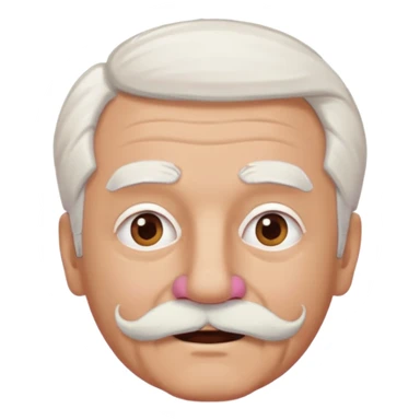 old guy with funny hair and brown shades and pink mustache sticker