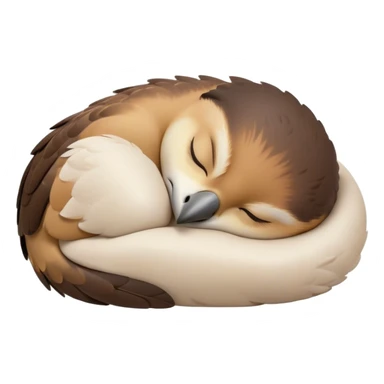 Meme-Worthy Cute Sleeping Falcon Portrait Emoji, Head resting peacefully with a contented smile, showcasing a streamlined, powerful form with eyes gently closed in serene slumber and a subtly curved beak, Simplified yet adorably endearing features, highly detailed, glowing with a soft, drowsy light, high shine, relaxed and utterly lovable, stylized with an air of playful laziness, soft glowing outline, capturing the essence of a sleeping falcon that feels destined to become the next viral icon of adorable rest! sticker