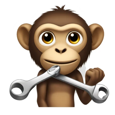 Monkey holding a spanner  sticker