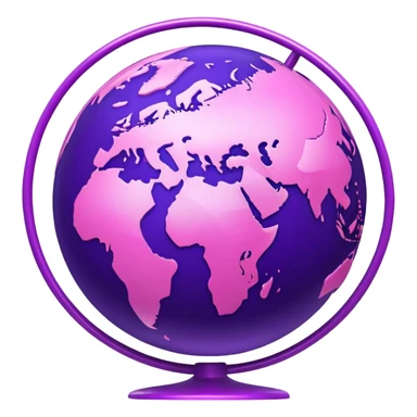 purple globe with pink network lines, shiny and simple sticker