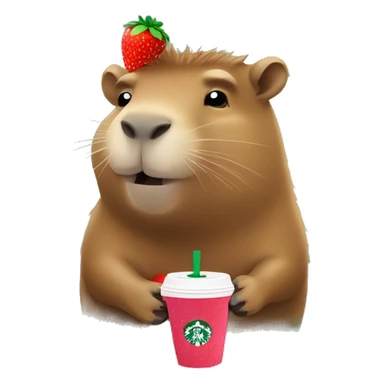 capybara drinking strawberry acai from starbucks sticker