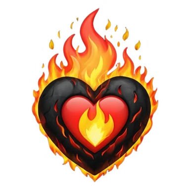 Black and red heart on fire sticker