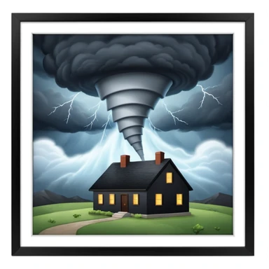 Tornado in storm with home sticker