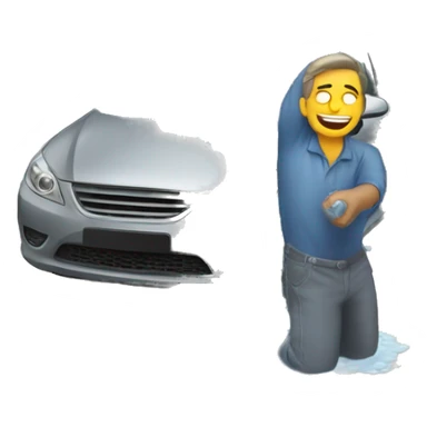 man washing a car sticker