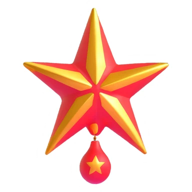 Morning Star symbol with red helium-3 flame inside golden star sticker