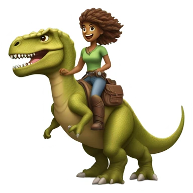 Woman riding dinosaur  sticker