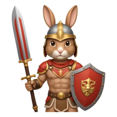 a rabbit Roman Gladiator, half upper body sticker