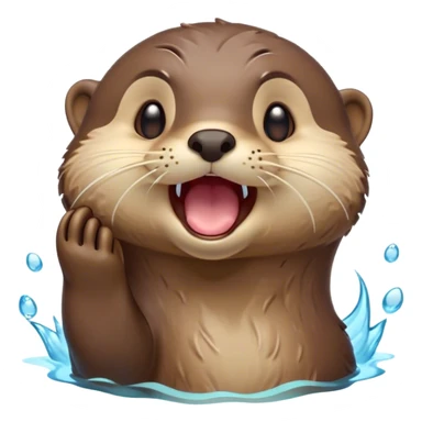 Cinematic Cute Yawning Otter Portrait Emoji, Head tilted slightly with a dramatic, wide-open yawn, showcasing a soft, sleek brown Fur with slightly drooping ears, round eyes barely open in drowsy contentment, Simplified yet irresistibly adorable features, highly detailed, glowing with a soft, cozy glow, high shine, relaxed yet expressive, stylized with a touch of aquatic whimsy, bright and endearing, soft glowing outline, capturing the essence of a sleepy yet affectionate otter, so drowsy it feels like it could glide right out of the screen and curl up for a nap! sticker