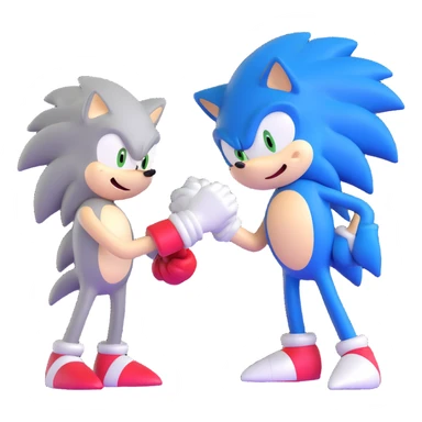 Sonic the Hedgehog and Silver the Hedgehog fist bumping sticker