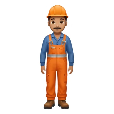 Indian male railway engineer orange overalls, boots walking sticker