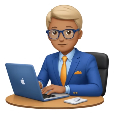 bussiness man technologist working on a laptop watching graphics sticker