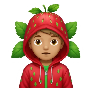 Kids in Fruit Clothes 
A kid wearing a strawberry hoodie with green leaf hood.


































 sticker