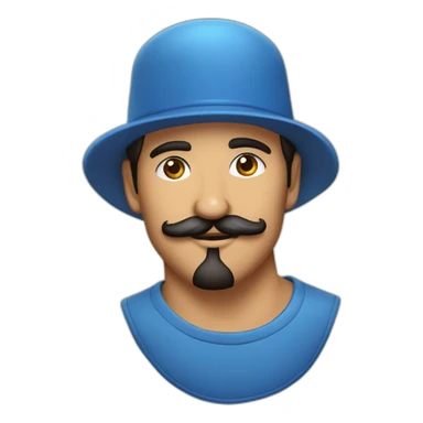 hombre chicano bigote y poca barba en el menton con gorra azul  sticker
