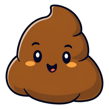 cartoon poop emoji with face expression sticker