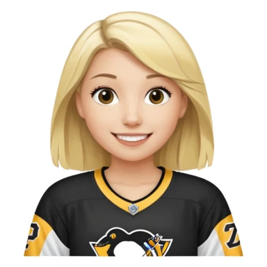 Girl blonde with hockey jersey pittburgh penguins sticker