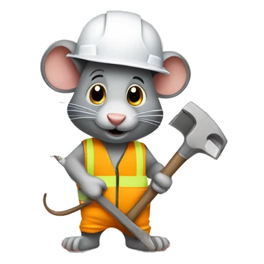 Rat Construction worker with a hard hat and tools sticker