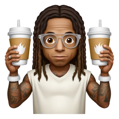 lil wayne holding a double cup with styrofoam cups stacked together sticker