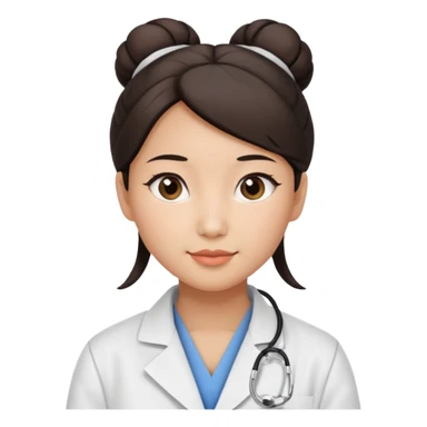 emoji of an asian woman with a bun who is a guru in the lab sticker