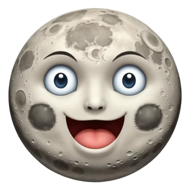 moon split in half with surprised expression sticker