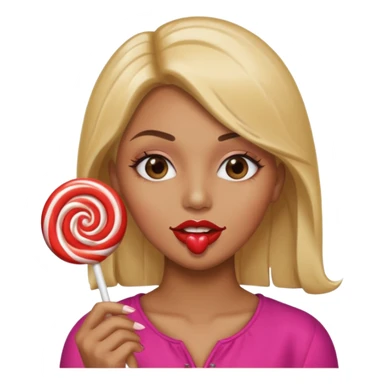 A lollipop in his mouth with Long nails and has glossy lips sticker