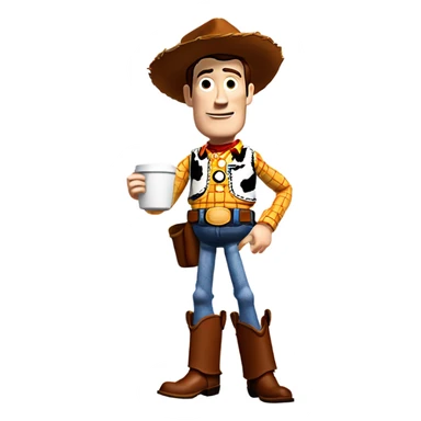Woody from Toy Story drinking coffee sticker