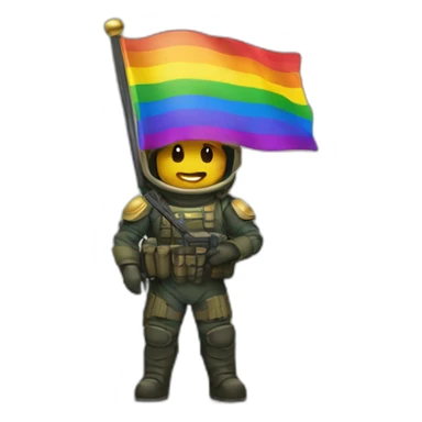 Gay Helldivers 2 soldier With a Pride flag sticker