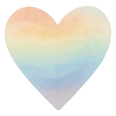 pride heart, soft edges, rainbow colors, artistic look, watercolor style sticker
