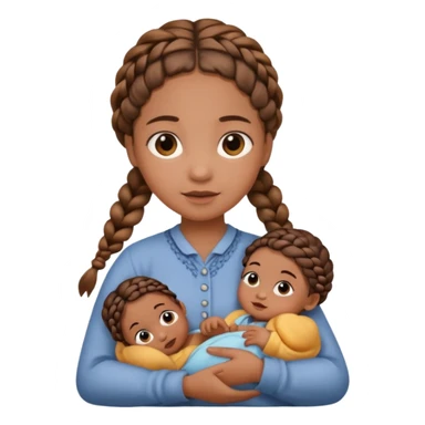 Girl with braids holding a brown baby sticker