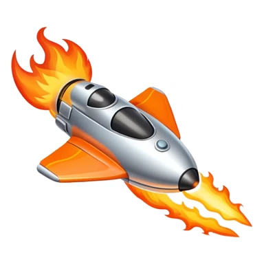 Mini spaceship blasting off with fire sticker