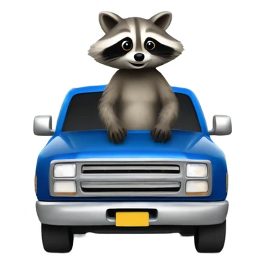 Raccoon driving blue pickup truck 2010 sticker