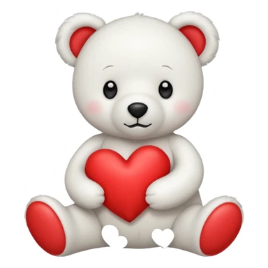 white teddy bear hold red heart sticker