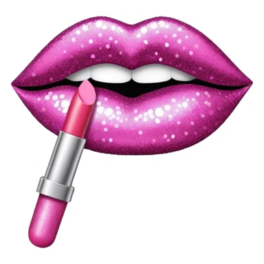 glitter pink mark of lipstick kiss sticker